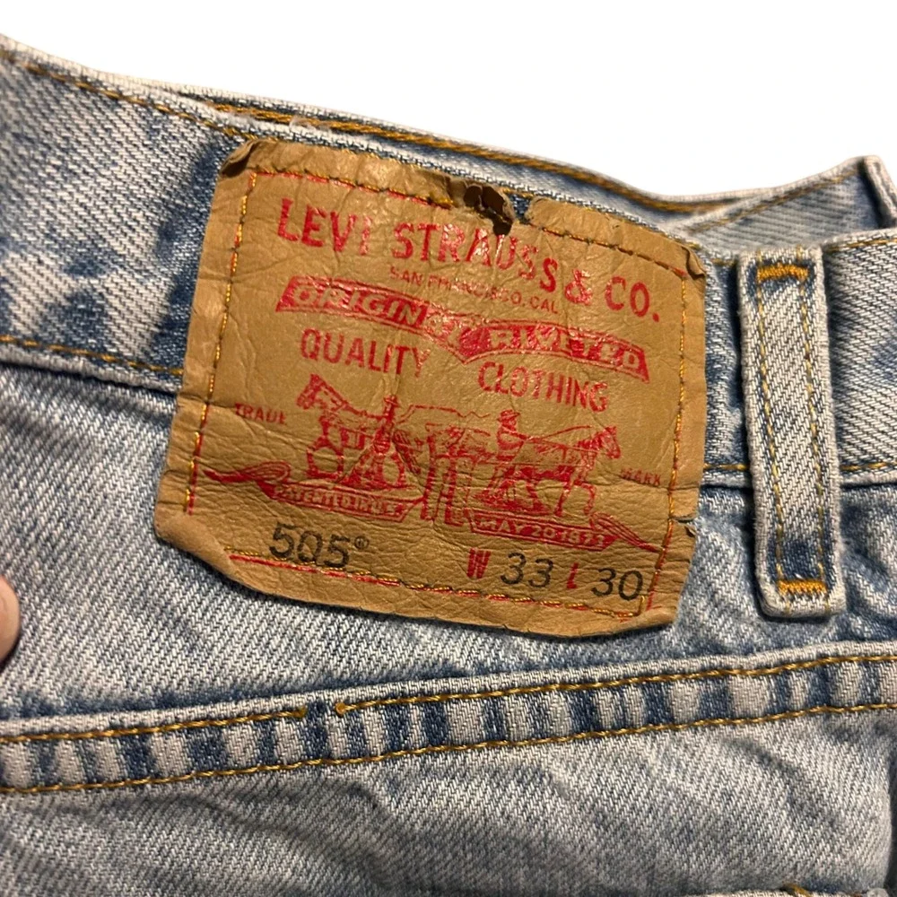 Y2K‎ Levis 505 Regular Fit Jeans Mens 33x30 Light Wash Blue Straight Leg Denim